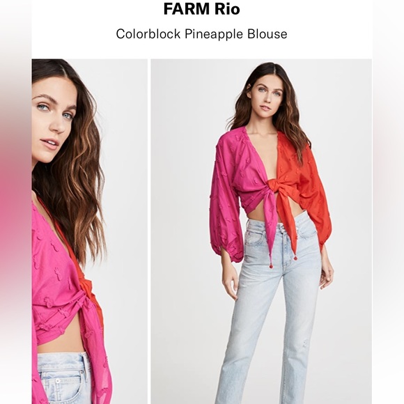 NWT Farm Rio pineapple color block blouse - Picture 3 of 3